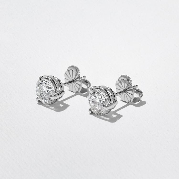1.50ct Classic Round Diamond Studs in 14k White Gold – view 2