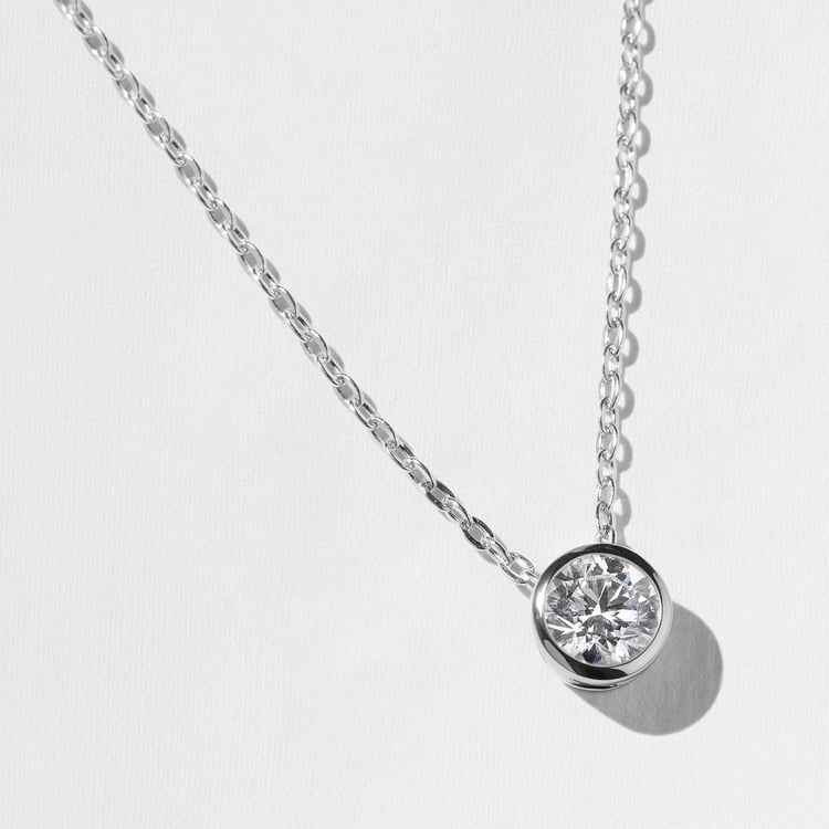 Monaco 1.00ct Bezel-Set Round Diamond Necklace in 14k White Gold
