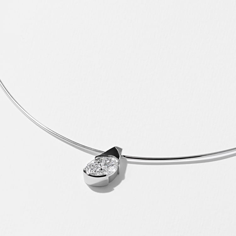 Rhodes Pear Diamond Pendant in 14k White Gold – view 2