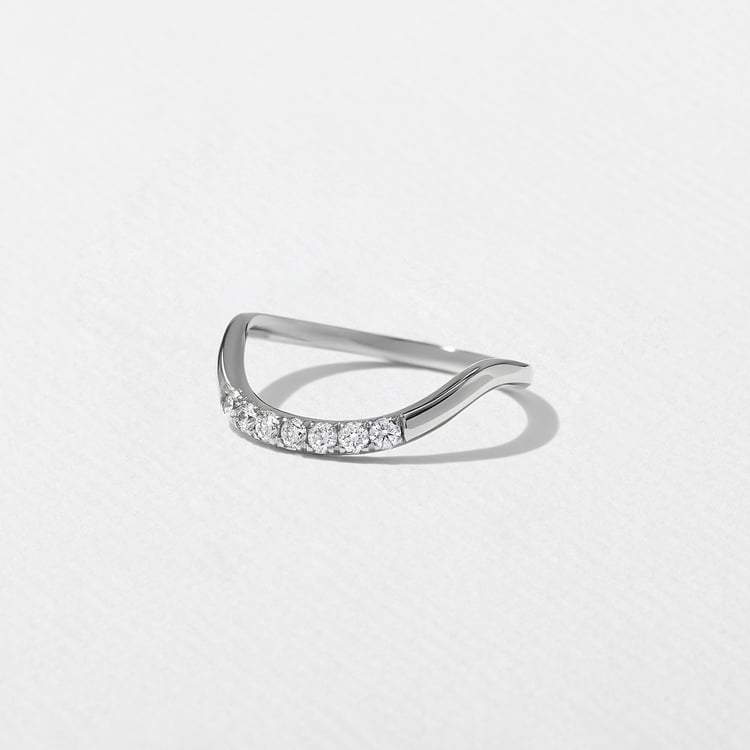 Coral with Pavé in 14k White Gold – view 2