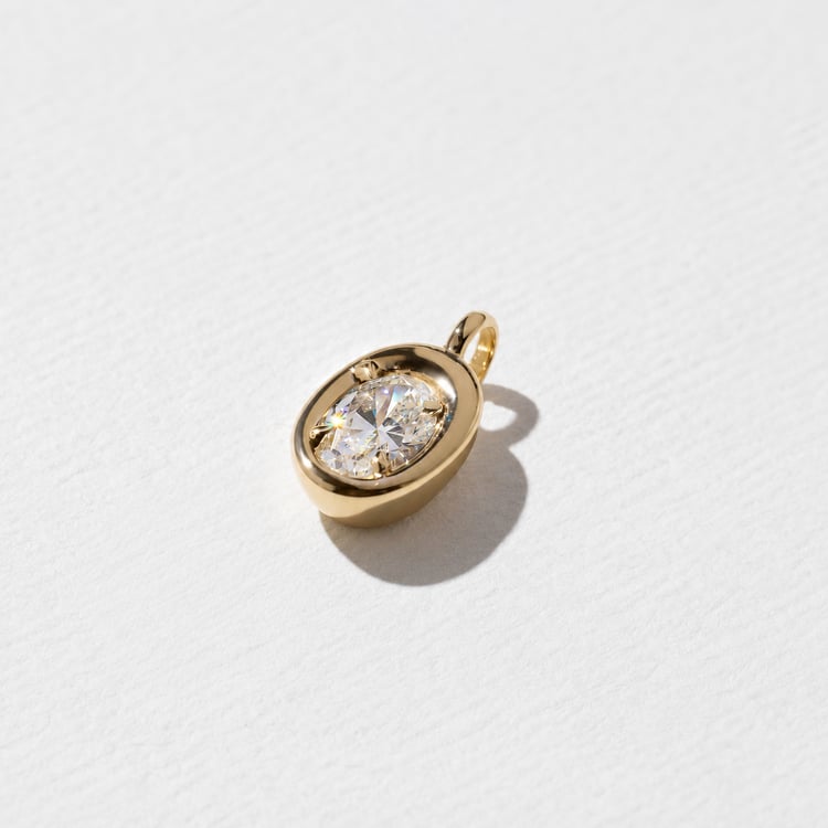 Delphi Oval Diamond Pendant in 14k Yellow Gold – view 2