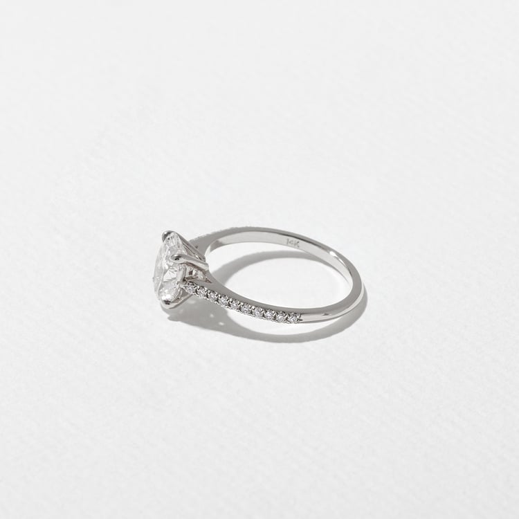 Iris Oval Solitaire with Pavé in 14k White Gold – view 3