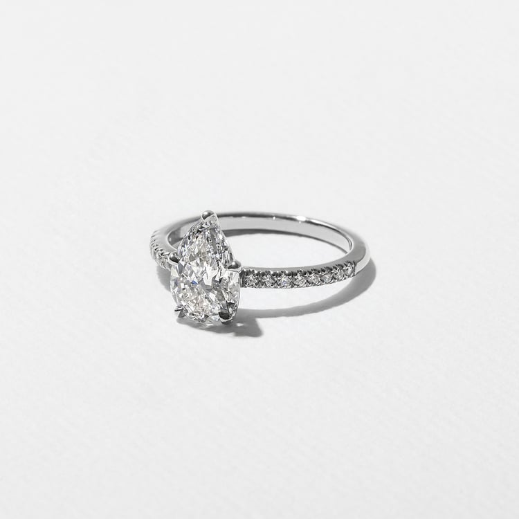 Grace Pear Solitaire with Pavé in Platinum – view 2