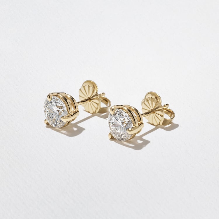 1.50ct Classic Round Diamond Studs in 14k Yellow Gold – view 2
