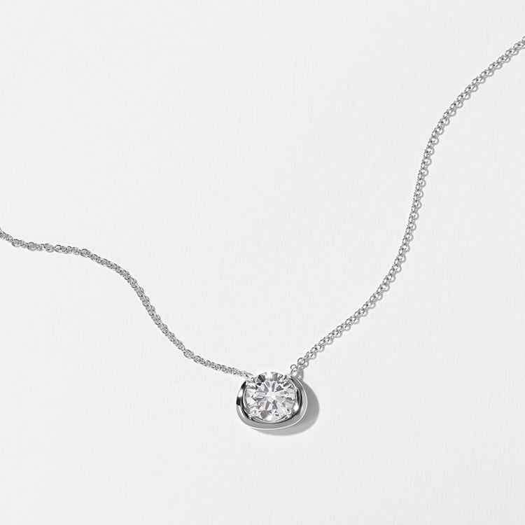 Cove Diamond Necklace in 14k White Gold