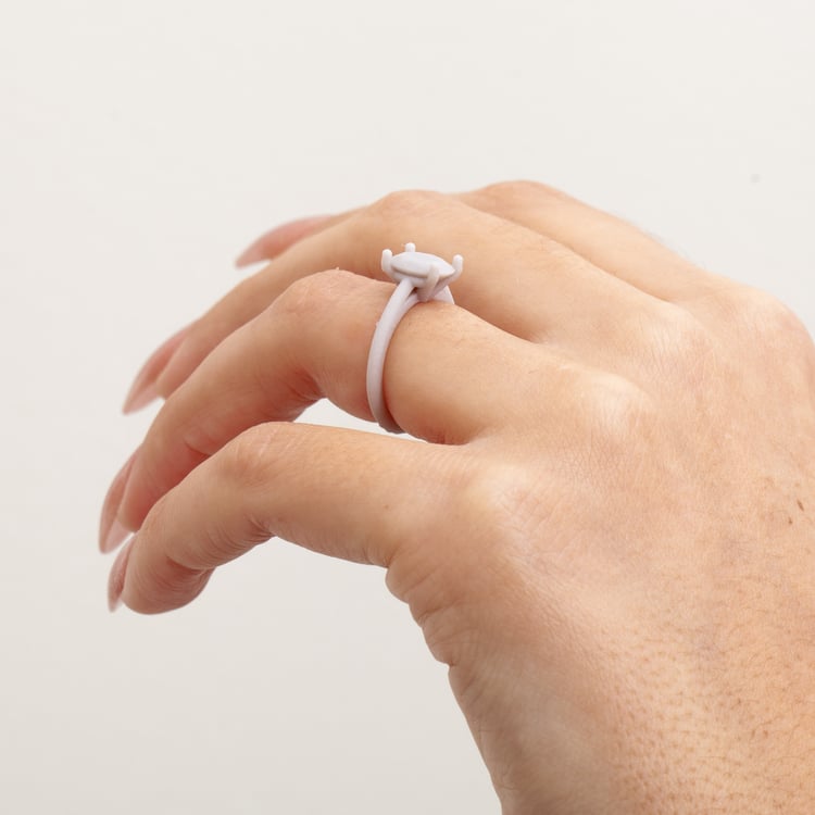 Iris Oval Solitaire with Pavé in Resin