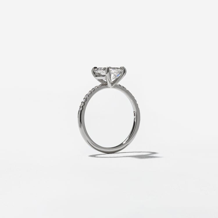 Grace Emerald-Cut Solitaire with Pave in 14k White Gold – view 5