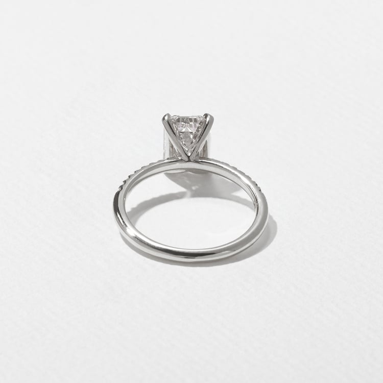Grace Emerald-Cut Solitaire with Pave in 14k White Gold – view 4