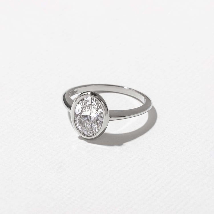 Bailey Oval Solitaire in 14k White Gold – view 2