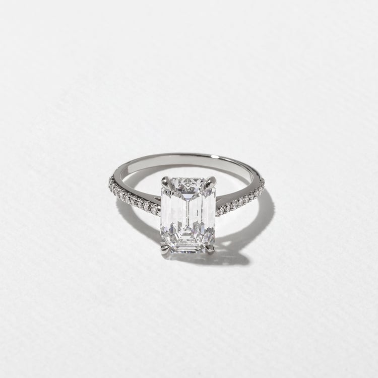 Iris Emerald-Cut Solitaire with Pavé in Platinum