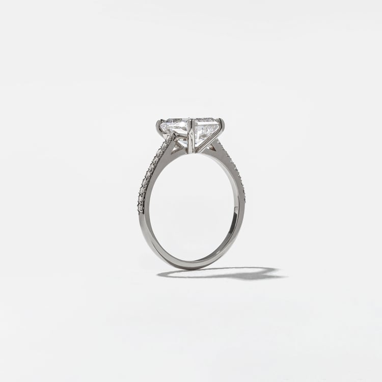 Iris Emerald-Cut Solitaire with Pavé in Platinum – view 5