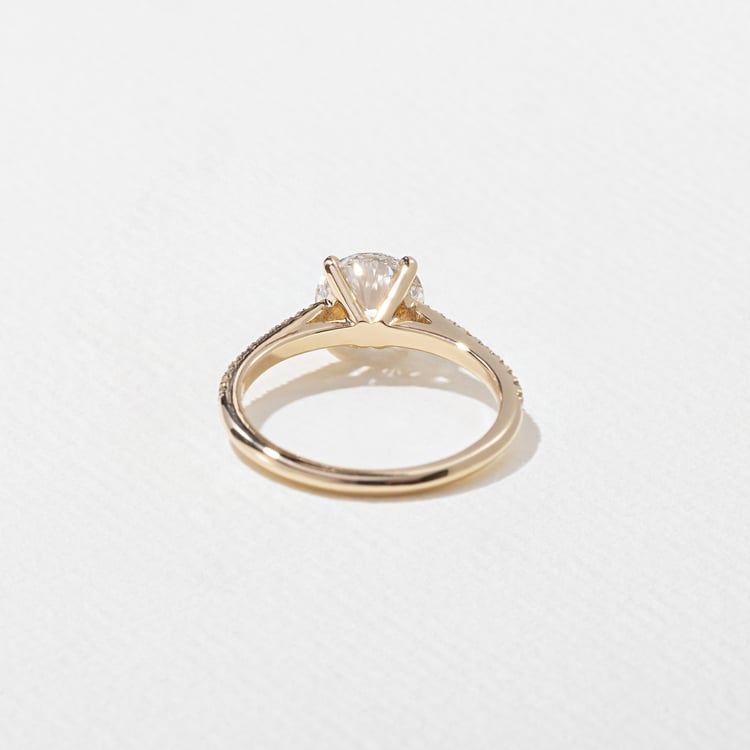 Iris Round Solitaire with Pavé in 14k Yellow Gold – view 4