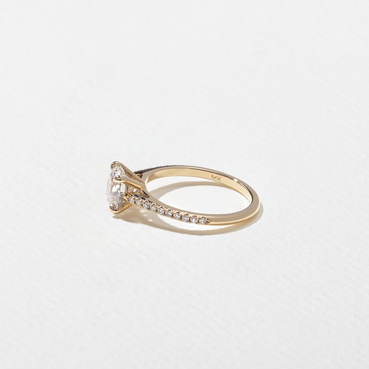 Iris Round Solitaire with Pavé in 14k Yellow Gold – view 3