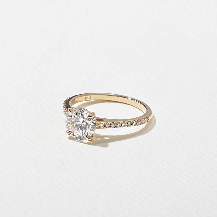 Iris Round Solitaire with Pavé in 14k Yellow Gold – view 2