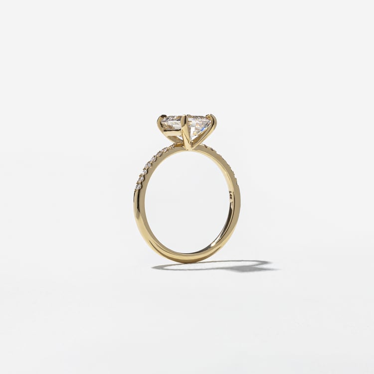 Grace Oval Solitaire with Pavé in 14k Yellow Gold – view 5