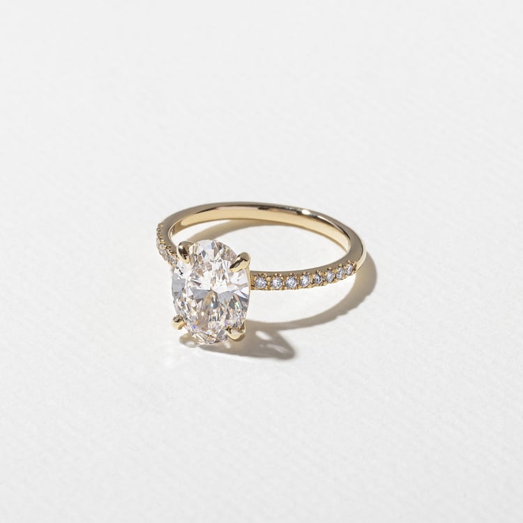 Grace Oval Solitaire with Pavé in 14k Yellow Gold – view 2
