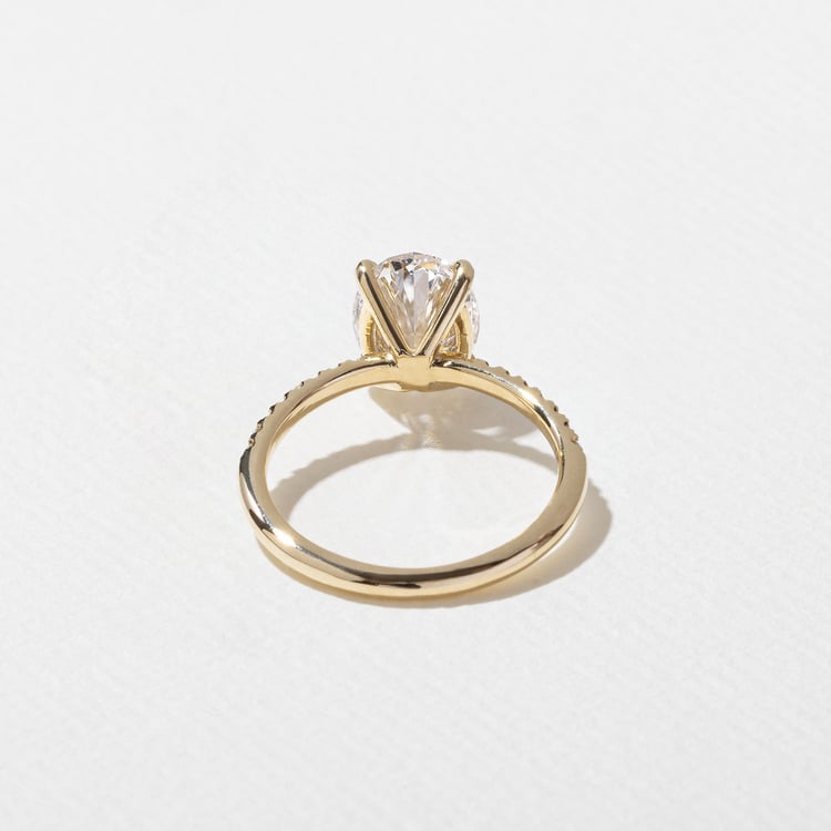 Grace Oval Solitaire with Pavé in 14k Yellow Gold – view 4