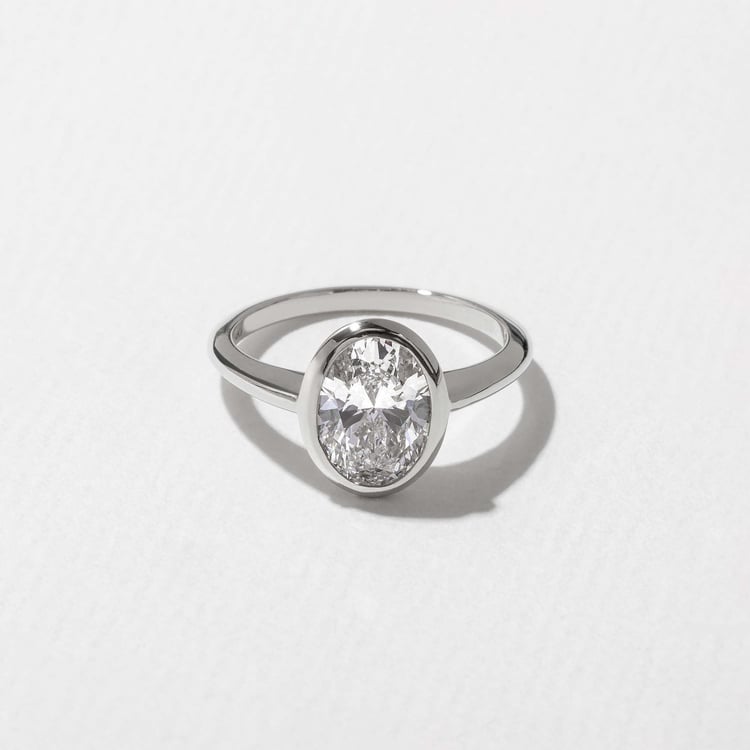 Bailey Oval Solitaire in 18k White Gold