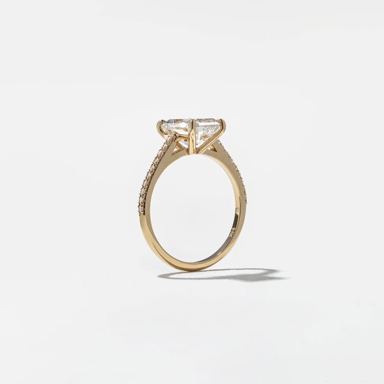 Iris Emerald-Cut Solitaire with Pavé in 14k Yellow Gold – view 5