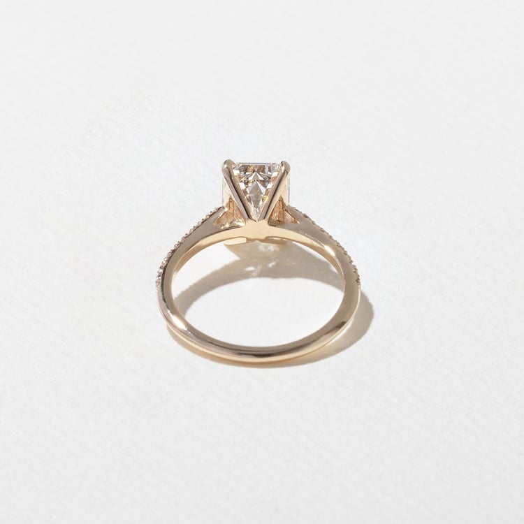 Iris Emerald-Cut Solitaire with Pavé in 14k Yellow Gold – view 4
