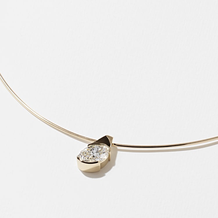 Rhodes Pear Diamond Pendant in 14k Yellow Gold – view 2