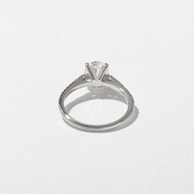 Iris Oval Solitaire with Pavé in 18k White Gold – view 4