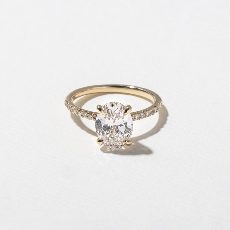 Grace Oval Solitaire with Pavé in 18k Yellow Gold
