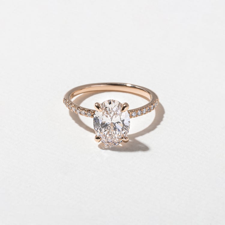 Grace Oval Solitaire with Pavé in 14k Rose Gold