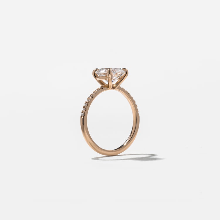 Grace Oval Solitaire with Pavé in 14k Rose Gold – view 5