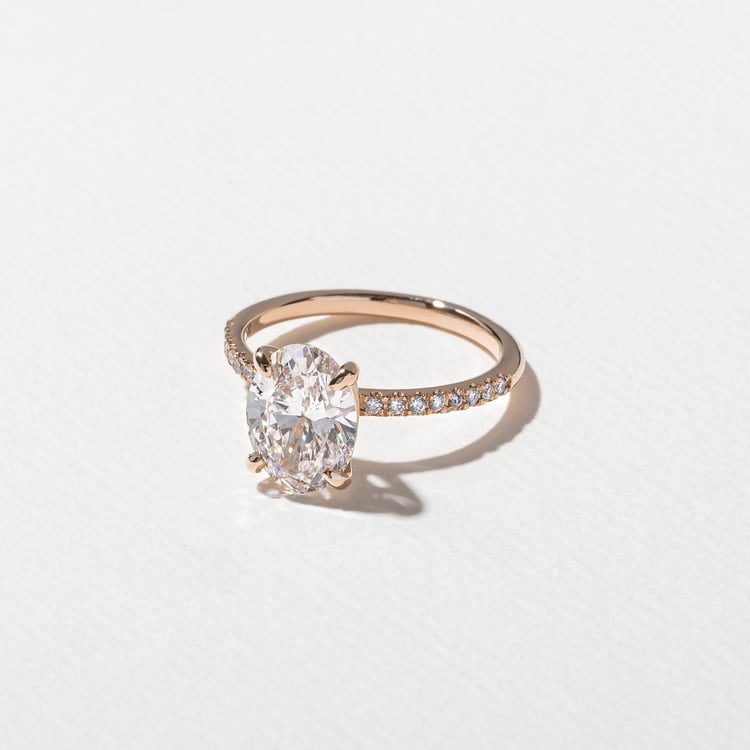 Grace Oval Solitaire with Pavé in 14k Rose Gold – view 2