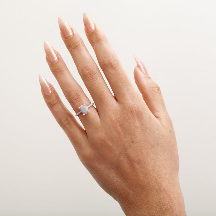 Grace Oval Solitaire with Pavé in Resin