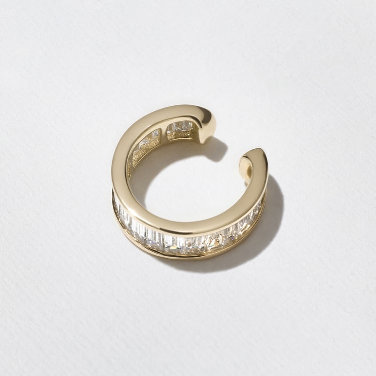Baguette Diamond Ear Cuff in 14k Yellow Gold – view 2