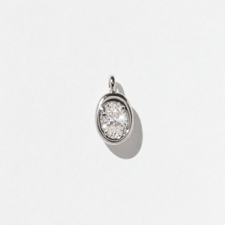 Delphi Oval Diamond Pendant in 14k White Gold