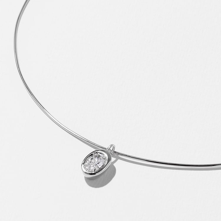 Delphi Oval Diamond Pendant in 14k White Gold – view 3