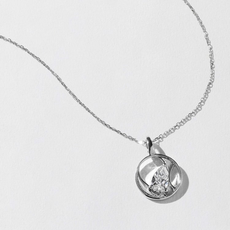 Cairo Pear Diamond Necklace in 14k White Gold
