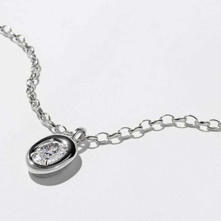 Delphi Oval XL Necklace in 14k White Gold – view 2