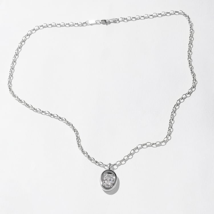 Delphi Oval XL Necklace in 14k White Gold