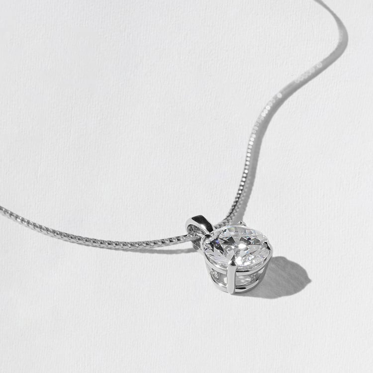 Capri Round Diamond Necklace in 14k White Gold – view 2