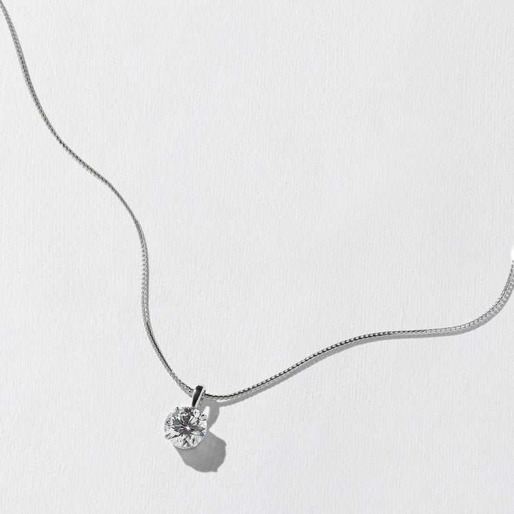 Capri Round Diamond Necklace in 14k White Gold