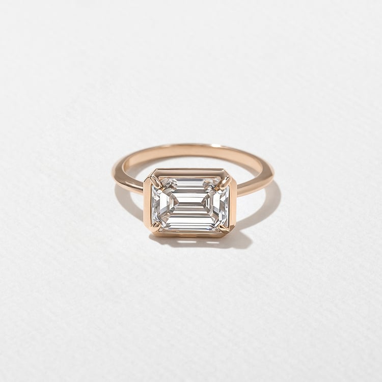 August Emerald-Cut in 14k Rose Gold