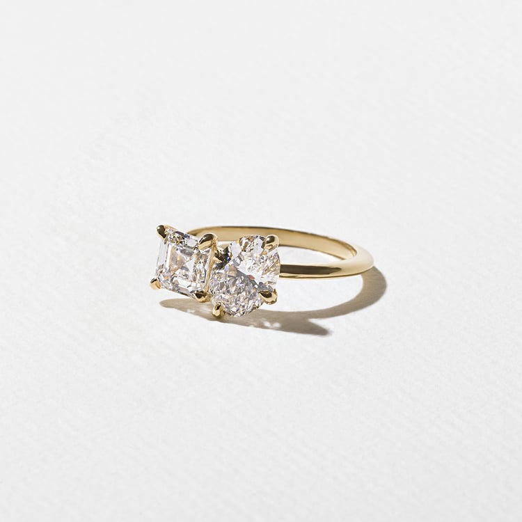 Vivi Oval and Asscher in 14k Yellow Gold – view 2
