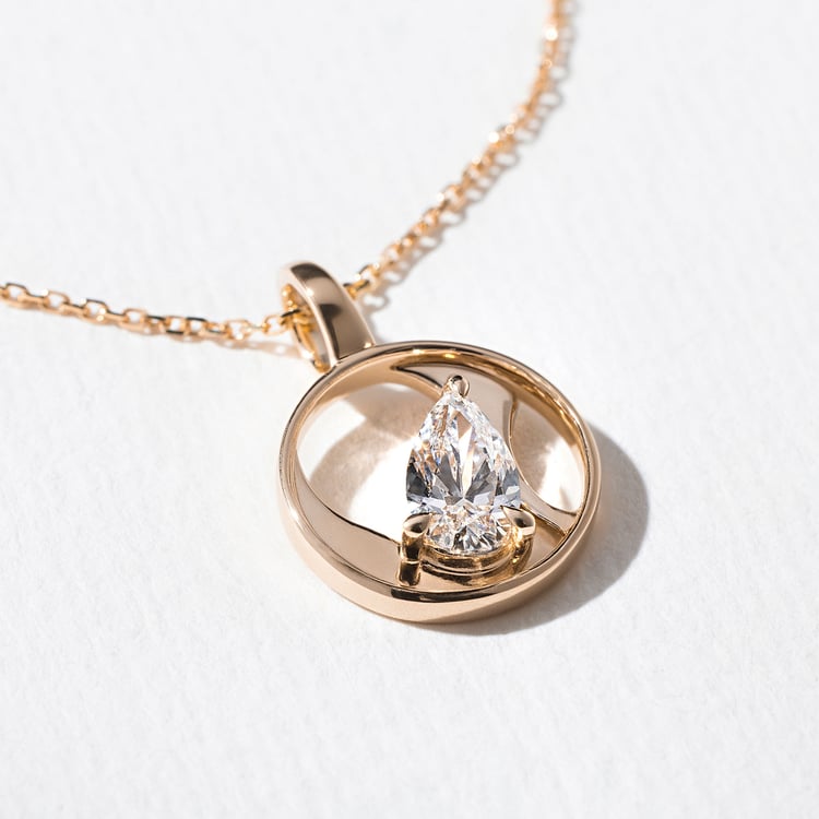 Cairo Pear Diamond Necklace in 14k Rose Gold – view 2