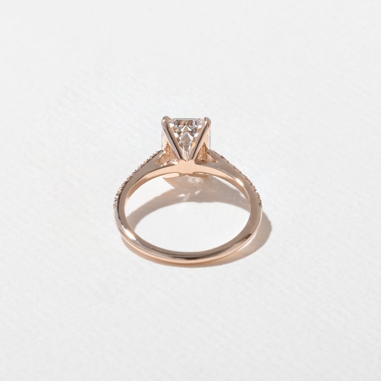 Iris Emerald-Cut Solitaire with Pavé in 14k Rose Gold – view 4