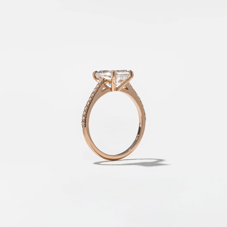 Iris Emerald-Cut Solitaire with Pavé in 14k Rose Gold – view 5
