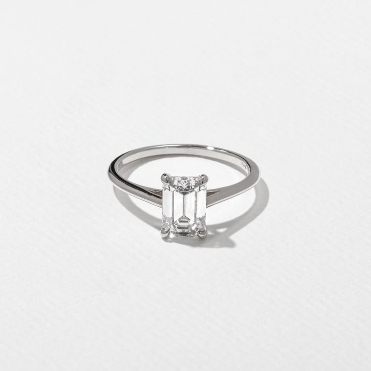 Iris Emerald-Cut Solitaire in 18k White Gold