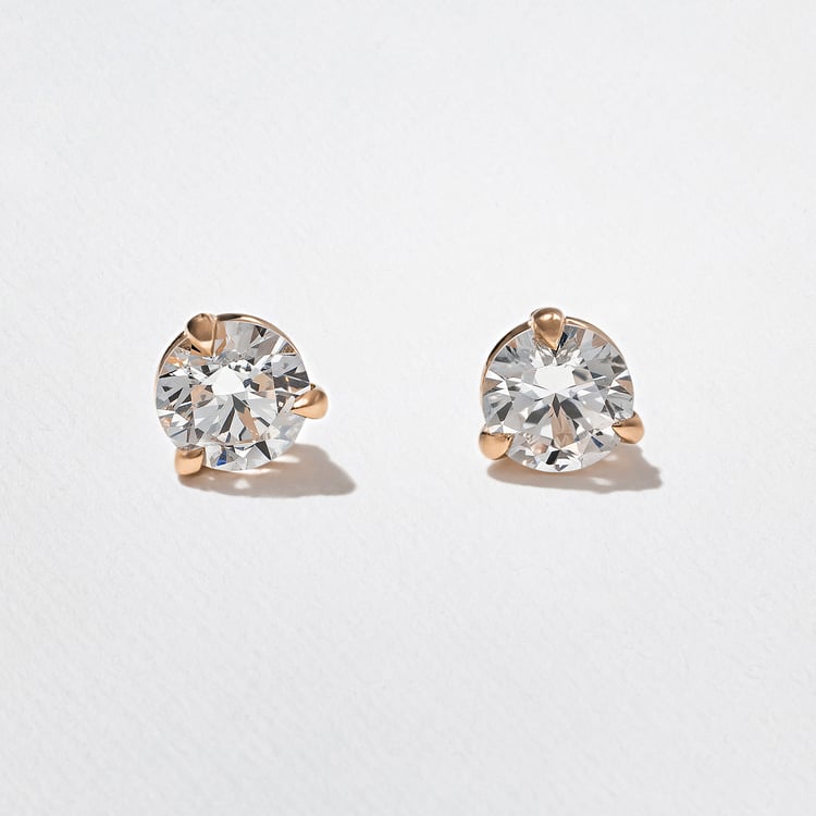1.50ct Classic Round Diamond Studs in 14k Rose Gold