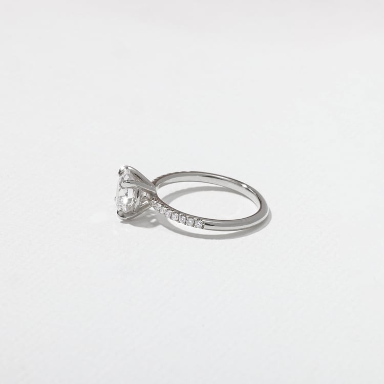 Grace Round Solitaire with Pavé in 18k White Gold – view 3