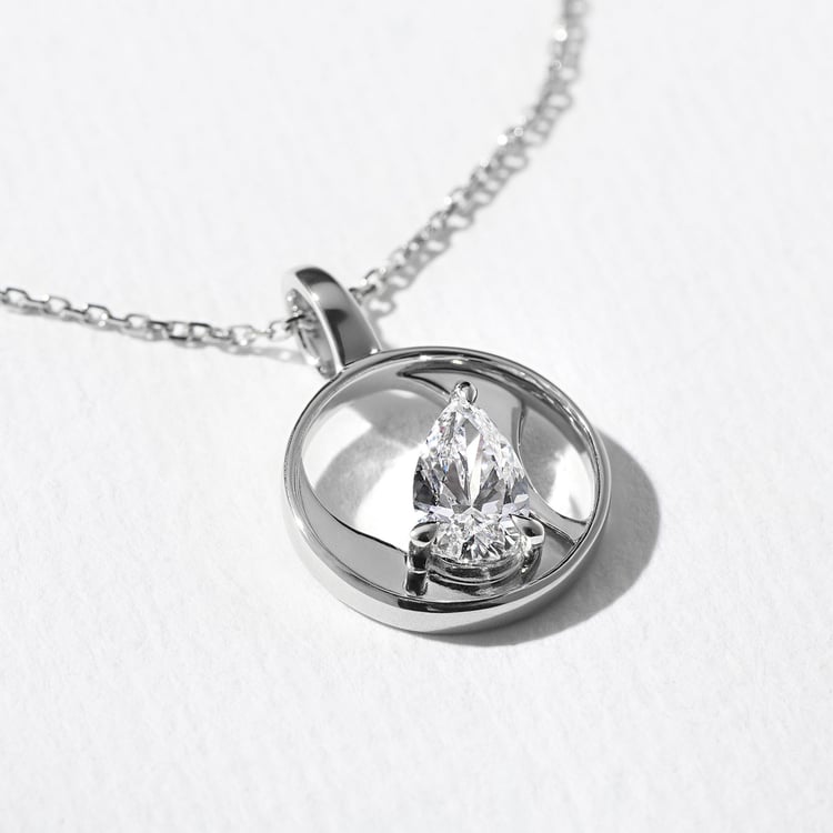 Cairo Pear Diamond Pendant in 14k White Gold – view 3
