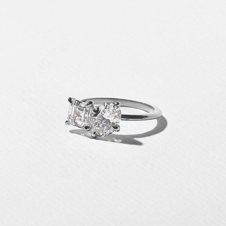 Vivi Oval and Asscher in 14k White Gold – view 2