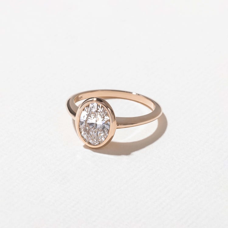 Bailey Oval Solitaire in 14k Rose Gold – view 2